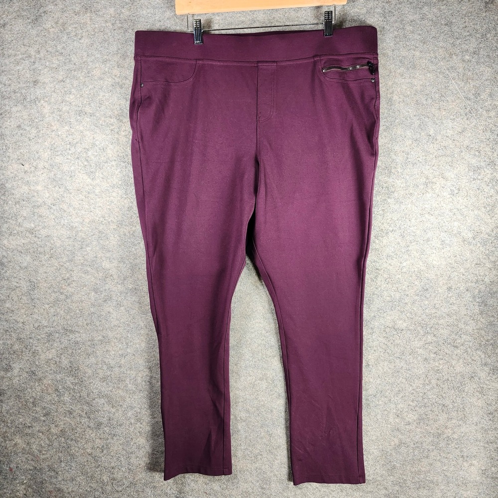 DKNY JEANS Womens XXL EEG Plum Purple Pull On Pants Elastic Waist Whimsigoth